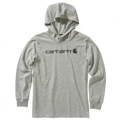 Carhartt Boy's Long Sleeve Cotton Graphic Tee with Hood Grey - CA6136-H01-JT1 - Long Sleeve T-Shirt