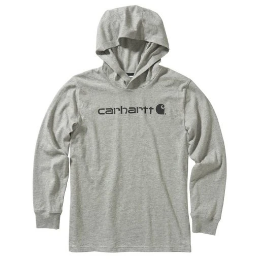 Carhartt Boy's Long Sleeve Cotton Graphic Tee with Hood Grey - CA6136-H01-JT1 - Long Sleeve T-Shirt -Carhartt Sales 01ba41d7fc293639e537f1c8daee2dd997bb483f CA6136 H01 1