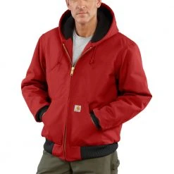 Carhartt Men's Quilted Flannel Lined Duck Active Jacket Red - J140-RED - Jackets