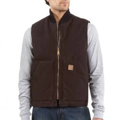 Carhartt Men's Arctic Quilt Lined Sandstone Vest Dark Brown - V02-DKB - Vests
