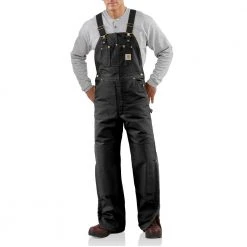 Carhartt Men's Quilt Lined Duck Bib Overalls - R02-BLK