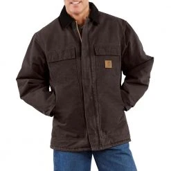Carhartt Men's Arctic Quilt Lined Sandstone Traditional Coat Dark Brown - C26-DKB - Jackets