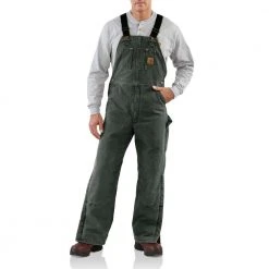 Carhartt Men's Quilt Lined Sandstone Bib Overalls Moss - R27-MOS