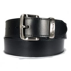 Carhartt Women's Bridle Leather Debossed Metal Keeper Belt Black with Satin Nickel Finish - A000551100 - Belts