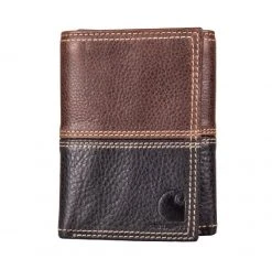Carhartt Leather Two-Tone Trifold Wallet, Brown & Black OS - B000022320 - Men's Wallets