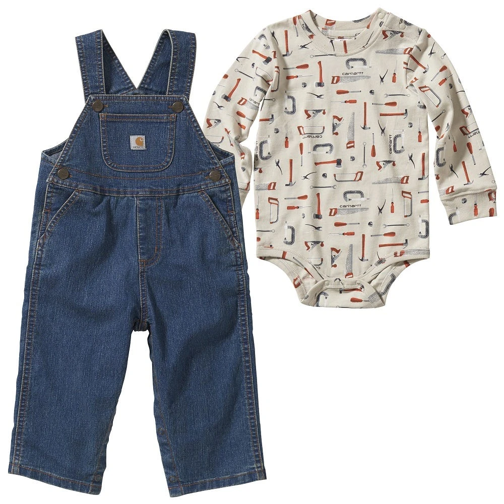 Carhartt Infant Boy's 6 Month Denim Overall Set - CG8739-N104-AF10 3 Carhartt Infant Boy's 6 Month Denim Overall Set - CG8739-N104-AF10