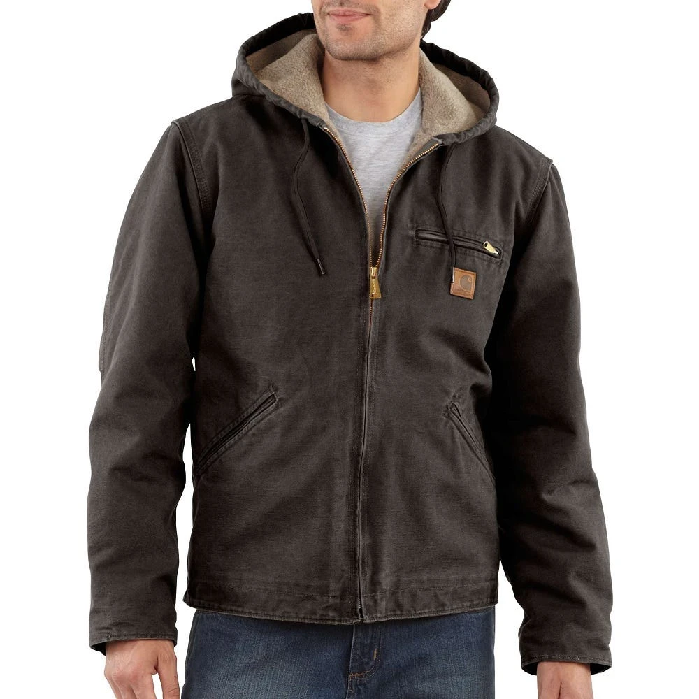 Carhartt Men's Sherpa Lined Sandstone Sierra Jacket Walnut - J141-WAL - Jackets 3 Carhartt Men's Sherpa Lined Sandstone Sierra Jacket Walnut - J141-WAL - Jackets