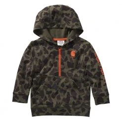 Carhartt Infant Boy's Fleece Camo 1/2 Zip Hooded Pullover Green - CA6116-CR09-AF10 - Crew Pullover