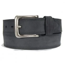 Carhartt Men's Detroit Leather Triple Stitch Belt Black with Antique Nickel Finish - A0005507001 - Belts