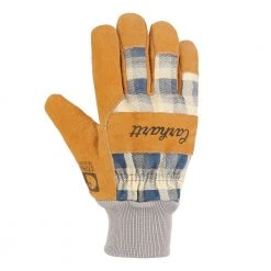 Carhartt Women's Waterproof Breathable System 5 Suede Work Gloves Navy Plaid - WA725