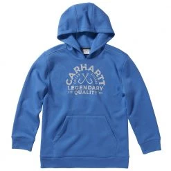 Carhartt Boy's Fleece Hooded Pullover Blue - CA6118-Q42-CA1 - Crew Pullover