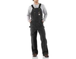 Carhartt Men's Black Zip To Thigh Unlined Bib Overall R37-BLK - Overalls