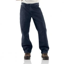 Carhartt Men's Flame Resistant Signature Denim Dungaree Jean - FRB13-401 - Work Dungaree Pant