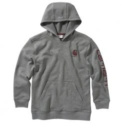 Carhartt Boy's Fleece Hooded Pullover Grey - CA6139-H130-JT1 - Crew Pullover