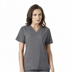 Carhartt Women's V-Neck Tech Scrub Top Pewter - C12110XPEW - Tops