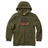 Carhartt Boy's Fleece Hooded Pullover Green - CA6118-W100-CA1 - Crew Pullover -Carhartt Sales 71c78c43ac5edb8c317fd211f7696c89be1bb79f CA6118 W100 1