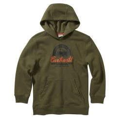 Carhartt Boy's Fleece Hooded Pullover Green - CA6118-W100-CA1 - Crew Pullover