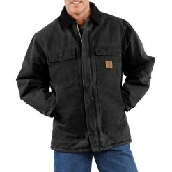 Carhartt Men's Arctic Quilt Lined Sandstone Traditional Coat Black - C26-BLK - Jackets