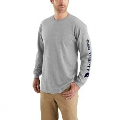 Carhartt Men's TK231 Loose Fit Heavyweight Long Sleeve Graphic T-Shirt - K231-HGY - Long Sleeve Shirts
