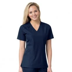 Carhartt Women's Multi-Pocket V-Neck Scrub Top Navy - C12106XNVY - Tops