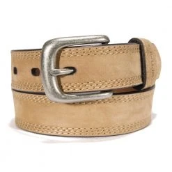 Carhartt Men's Leather Triple Stitch Belt Brown with Antique Nickel Finish - A0005507201 - Belts