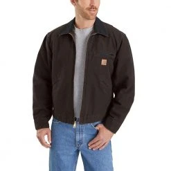 Carhartt Men's Detroit Blanket Lined Sandstone Jacket Dark Brown - J97-DKB - Jackets