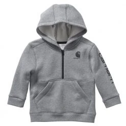 Carhartt Toddler Boy's Fleece 1/2 Zip Hooded Pullover Grey - CA6115-H130-BA1 - Crew Pullover