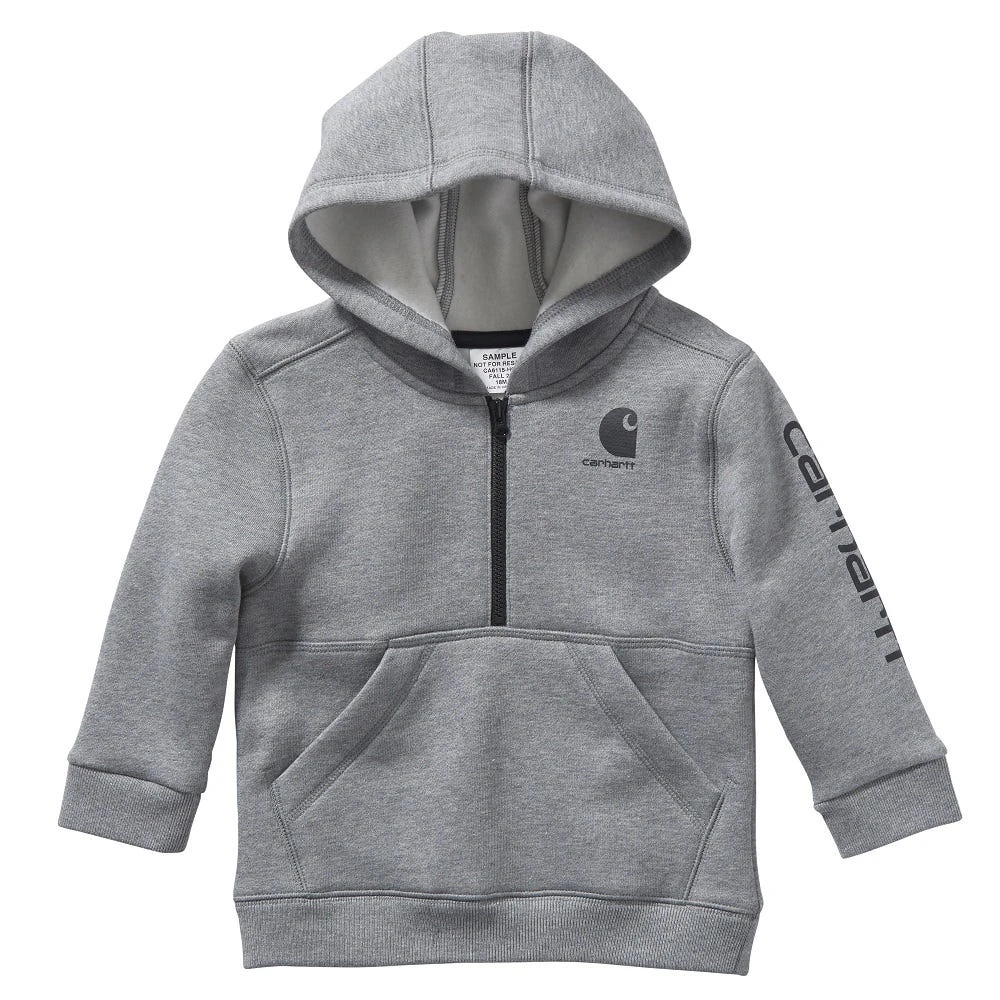 Carhartt Toddler Boy's Fleece 1/2 Zip Hooded Pullover Grey - CA6115-H130-BA1 - Crew Pullover 3 Carhartt Toddler Boy's Fleece 1/2 Zip Hooded Pullover Grey - CA6115-H130-BA1 - Crew Pullover