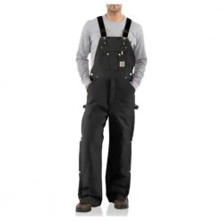 Carhartt Men's Black Quilt Lined Zip To Thigh Bib Overall - R41-BLK - Overalls