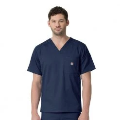 Carhartt Men's Slim Fit 6 Pocket Scrub Top Navy - C16418XNVY