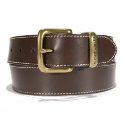 Carhartt Women's Bridle Leather Debossed Metal Keeper Belt Brown with Brass Finish - A000551120 - Belts
