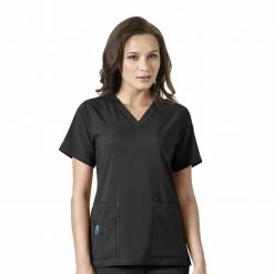 Carhartt Women's V-Neck Tech Scrub Top Black - C12110XBLK - Tops
