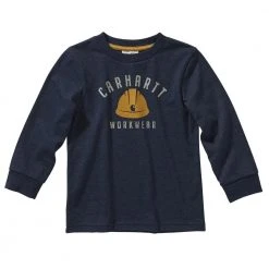 Carhartt Boy's Long Sleeve Workwear Tee Blue - CA6102-N89H-BA1