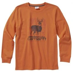 Carhartt Boy's Long Sleeve Cotton Graphic Tee Orange - CA6096-CE03-JT1 - T-Shirts