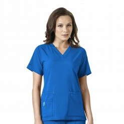 Carhartt Women's V-Neck Tech Scrub Top Royal Blue - C12110XRYL - Tops