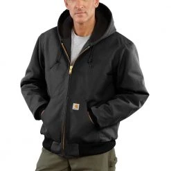 Carhartt Men's Quilted Flannel-Lined Duck Active Jacket Black - J140-BLK - Jackets