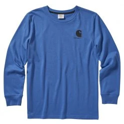Carhartt Boy's Long Sleeve Cotton Graphic Tee Blue - CA6096-Q42-CA1 - T-Shirts