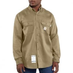 Carhartt Men's Flame Resistant Light Weight Twill Shirt - FRS003-KHI - Fire Resistant Twill Shirts