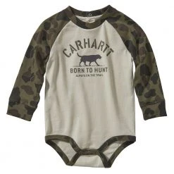 Carhartt Infant Boy's Long Sleeve Camo Raglan Bodyshirt Green - CA6112-CR09-AF10 - Bodyshirts