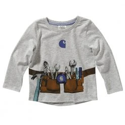 Carhartt Toddler Girl's Long Sleeve Graphic Tee Grey - CA9784-H218-MA1 - Long Sleeve T-Shirt
