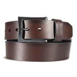 Carhartt Men's Burnished Leather Box Buckle Belt Brown with Gunmetal Finish - A0005510201 - Belts