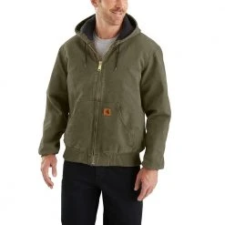 Carhartt Men's Quilted Flannel Lined Sandstone Active Jacket Moss - J130-MOS - Jackets